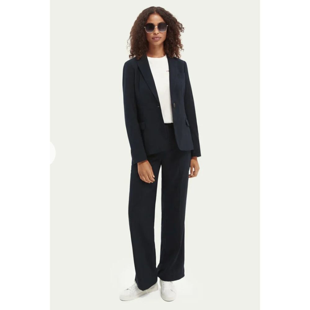 NWT Scotch and Soda Classic Single Button Tailored Blazer Navy Pinstriped Small